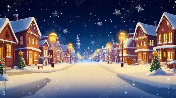 Fototapeta powerpoint background, christmas, bright, happy, empty in the middle, cartoon style
