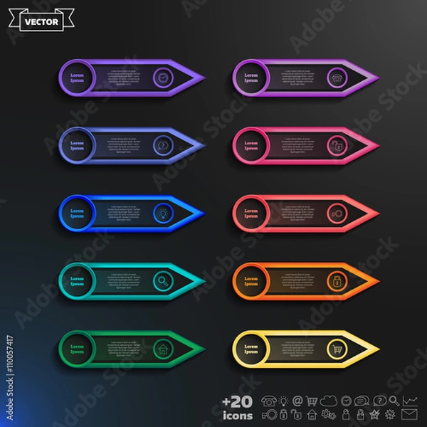 Fototapeta Vector infographic design list with colorful circles.