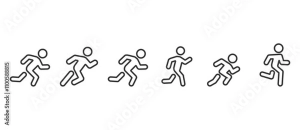 Fototapeta Man run icon, Running icon set. Run symbol set. Running fast and jogging to lose weight. Containing Runner Icon. Rush icon vector illustration in transparent background. Editable vector stroke. 