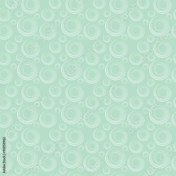 Fototapeta Abstract white circles and eddies simple seamless background for the site, documents, forms, packages, packaging, clothing, paper and other things.  Mint color illustration.