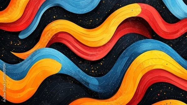 Fototapeta Geometric patterns inspired by ocean waves, sharp lines, vibrant colors, modern art style