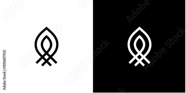 Fototapeta candle fire logo monochrome lines. Symbol vector icon Design Template.