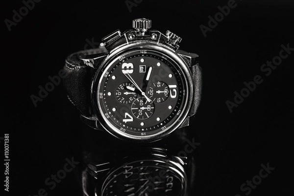 Fototapeta Black Watch on dark background