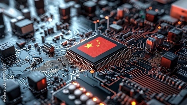 Fototapeta Fragmented Global Tech Infrastructure Amid US China Quantum Computing Conflict