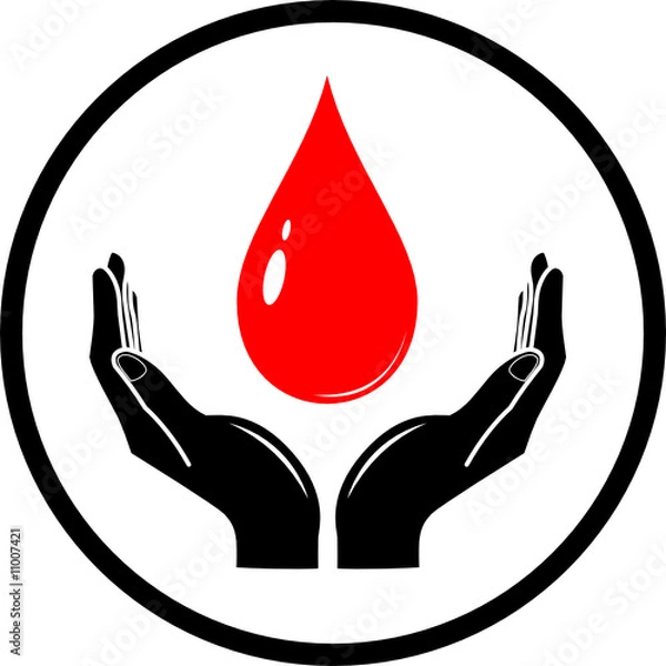 Obraz Vector red drop in hands icon. Simply change.