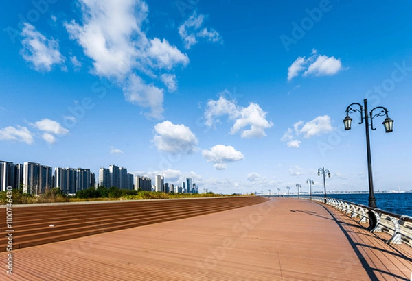 Fototapeta promenade on the coast of the sea