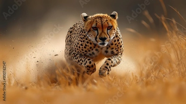 Fototapeta Cheetah Running Through Grass