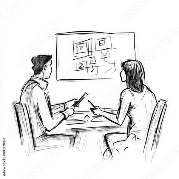 Fototapeta a manager and employee engaged in a productive one-on-one meeting, sitting at a modern office table looking at each other