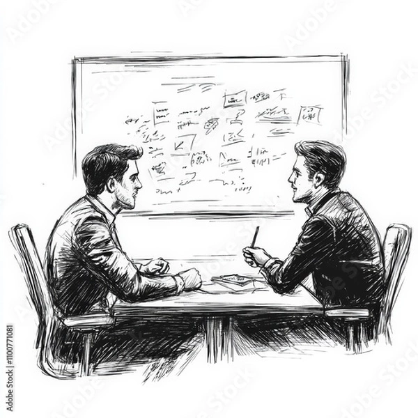 Fototapeta a manager and employee engaged in a productive one-on-one meeting, sitting at a modern office table looking at each other