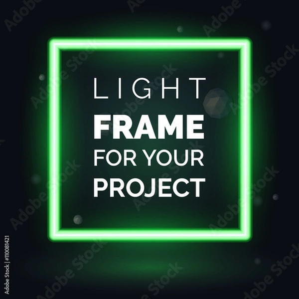 Obraz Vector green neon frame, light frame for your project