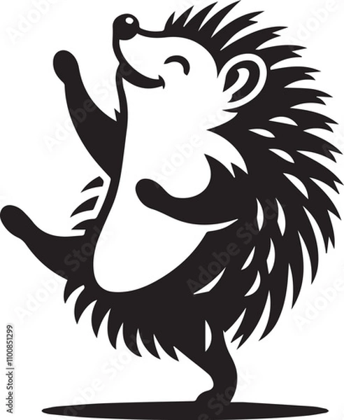 Obraz A hedgehog dancing joyfully vector silhouette