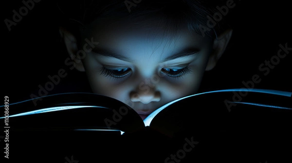 Obraz Open book with glowing pages, symbolizing effective learning and education. The image captures the essence of creativity, imagination, and the power of reading to expand horizons.