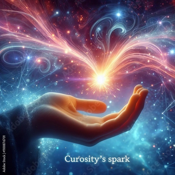 Fototapeta Curiosity's Spark A holographic spark igniting representing curi