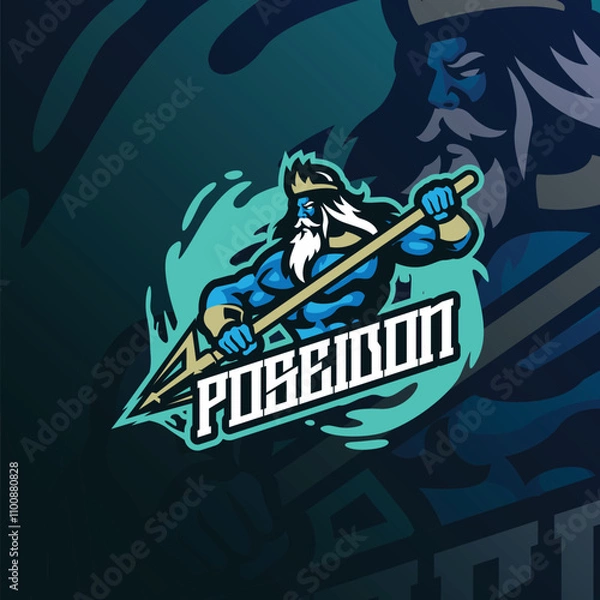 Obraz Poseidon mascot logo design vector with modern illustration concept style for badge, emblem and t shirt printing. Poseidon illustration for sport and esport team.