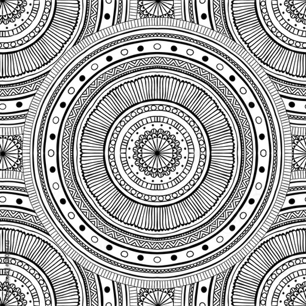 Obraz Coloring pages for adults.Decorative hand drawn doodle nature ornamental curl vector sketchy seamless pattern.