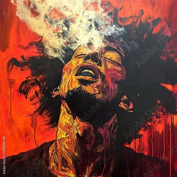 Fototapeta A Transcendent Moment: An Abstract Portrait of Intense Emotion and Inner Peace