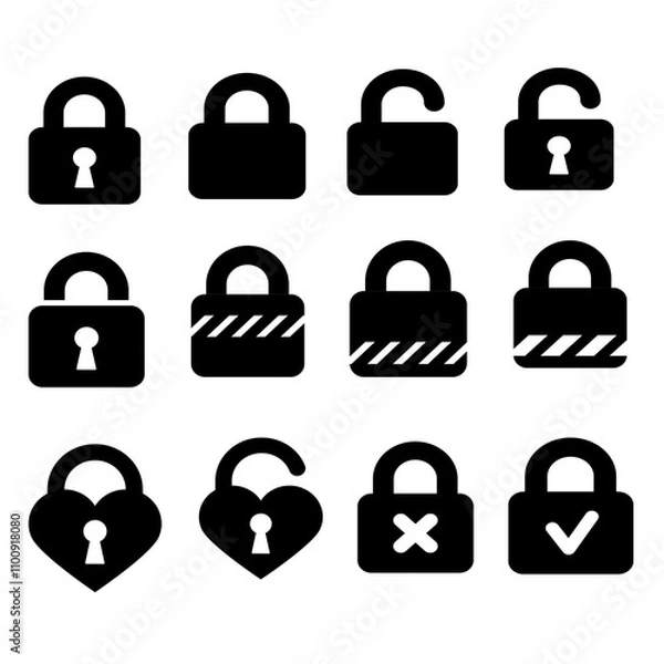 Fototapeta lock icon set
