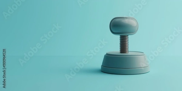 Fototapeta A minimalist teal background showcases a simplistic, modern gray stamp, emphasizing sleek design and functionality.