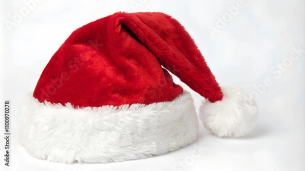 Fototapeta Red Santa Hat Isolated on White Background