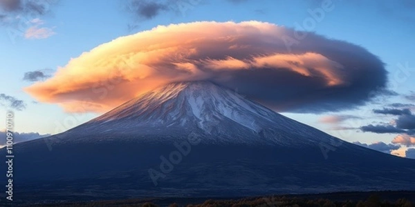 Fototapeta Billowing clouds Snow-capped mountain peak Time-lapse