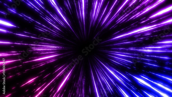 Obraz 高精細なカラフルな鋭いネオン線の集中線