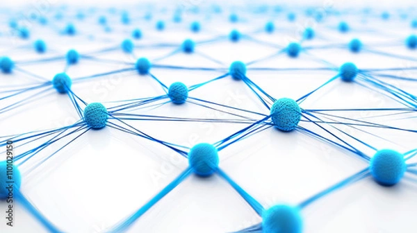 Fototapeta A 3D image shows a blue and white string network.