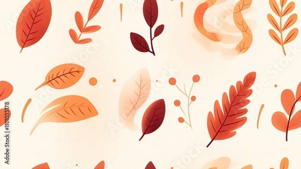 Fototapeta Autumn Leaf Pattern Seamless Vector Illustration for Nature Inspired Wallpaper Design