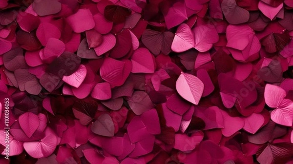 Fototapeta Romantic Floral Pattern of Pink and Red Hearts for Valentine's Day Decoration