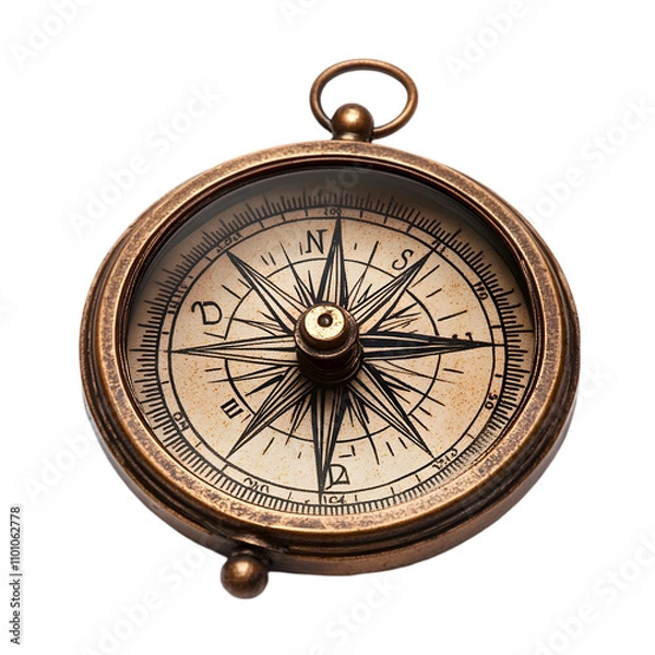 Fototapeta Navigating life's journey compass object cutout on transparent background isolated for clarity minimalist style