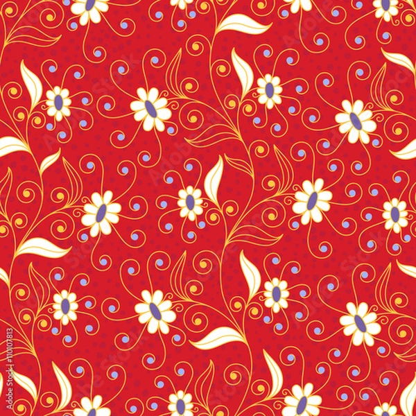 Fototapeta Bright seamless pattern with flowers