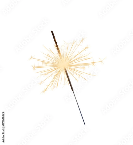 Fototapeta Burning sparkler realistic transparent, bengal or indian light, Bright sparks. Firework isolated. Element for celebration, holidays. New year sparkler candle. Magic light stick. Png