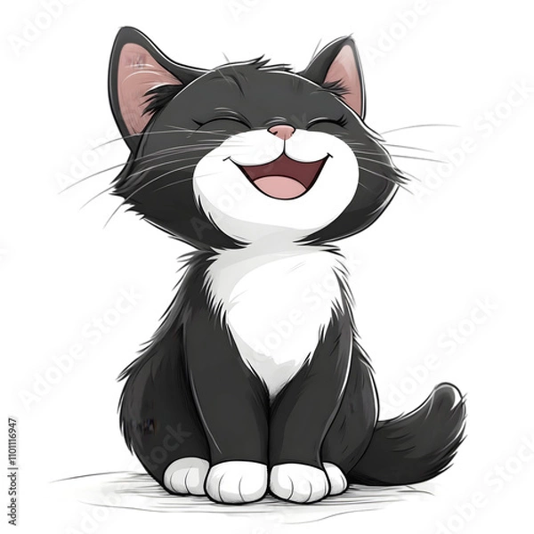 Fototapeta Playful cat cutout isolated on transparent background cartoon style home environment cheerful viewpoint fun concept