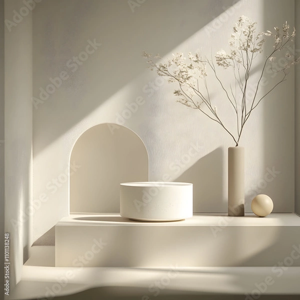 Fototapeta background for product demonstrations, product cards, cosmetics, shampoo, serum, bottles, water, on a ramp, stand, podium in a minimalist style , marketing, advertising