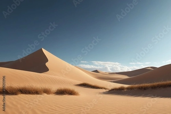 Fototapeta arafed sand dunes with grass and a few clouds in the sky