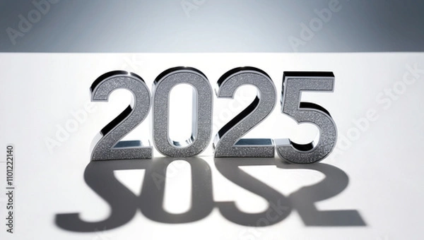 Fototapeta 2025 Numbers pop up card with bold, sparkling "2025" numbers that stand tall in 3D for new year celebration