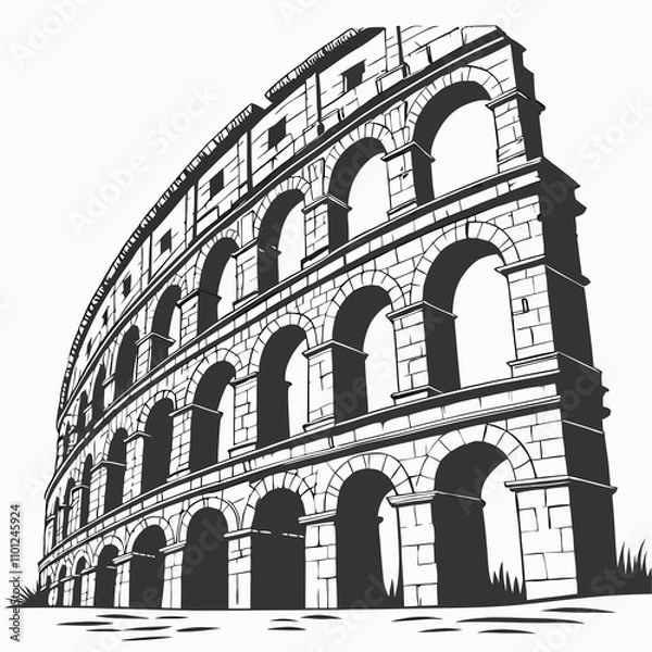Fototapeta Vector illustration of the Colosseum in Rome, Italy, showcasing its iconic architecture and historical significance.