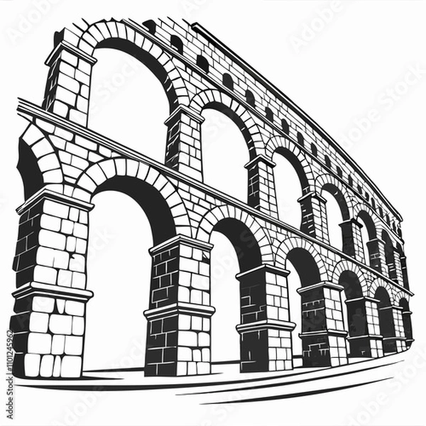 Fototapeta Vector illustration of the Colosseum in Rome, Italy, showcasing its iconic architecture and historical significance.