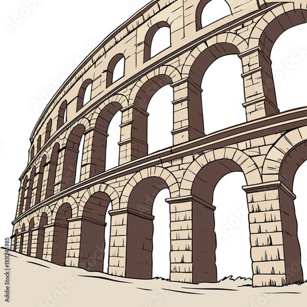 Fototapeta Vector illustration of the Colosseum in Rome, Italy, showcasing its iconic architecture and historical significance.