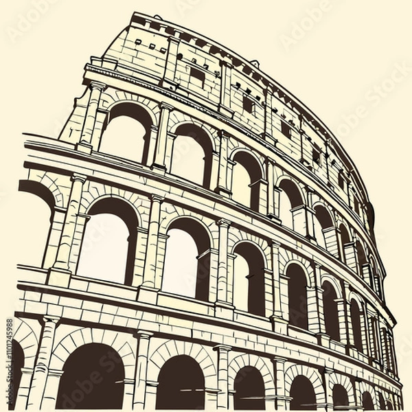 Fototapeta Vector illustration of the Colosseum in Rome, Italy, showcasing its iconic architecture and historical significance.