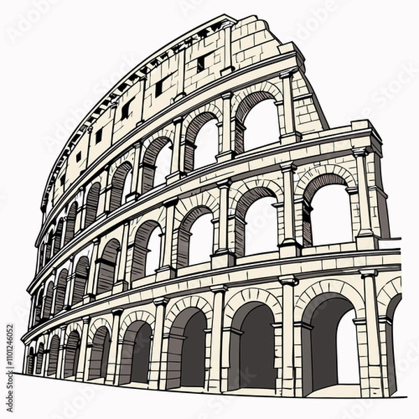 Fototapeta Vector illustration of the Colosseum in Rome, Italy, showcasing its iconic architecture and historical significance.