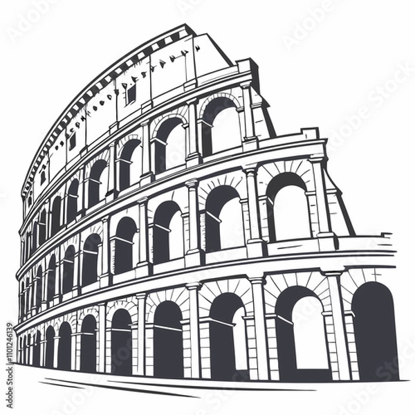 Fototapeta Vector illustration of the Colosseum in Rome, Italy, showcasing its iconic architecture and historical significance.