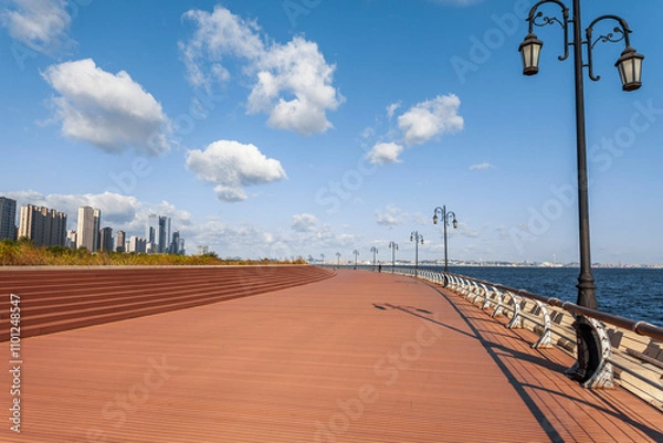 Fototapeta promenade on the coast of the sea