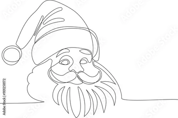 Fototapeta Vector doodle illustration, hand drawn in cartoon style. Black and white linear drawing of Santa Claus on the roof in a chimney. Vector illustration