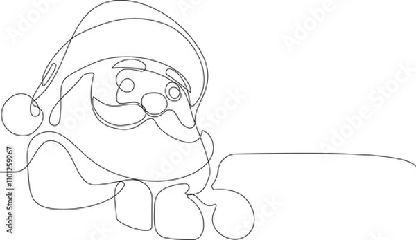 Fototapeta Vector doodle illustration, hand drawn in cartoon style. Black and white linear drawing of Santa Claus on the roof in a chimney. Vector illustration