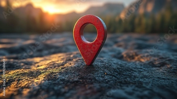 Obraz red location marker sign rendering