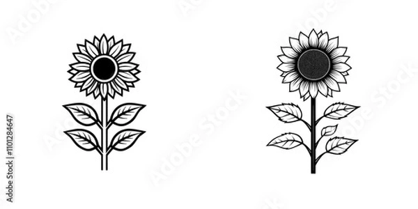 Fototapeta A flat, modern icon depicting a Helianthus or sunflower flower, ideal for apps and websites focused on flowers.