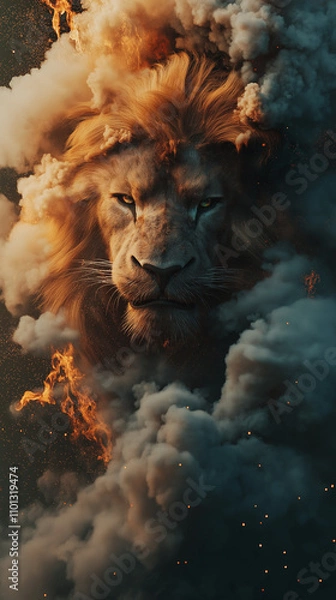 Obraz lion in the night