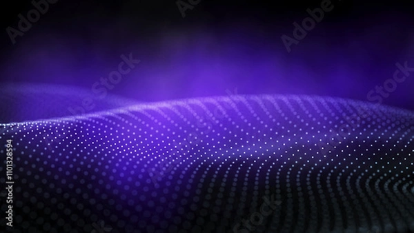 Obraz Futuristic wave with many dots. Abstract motion background of colored dots. Technology or science. 3d