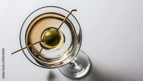 Fototapeta Dirty martini cocktail centered and isolated on a white background