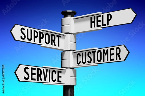 Obraz Signpost with four arrows - customer support